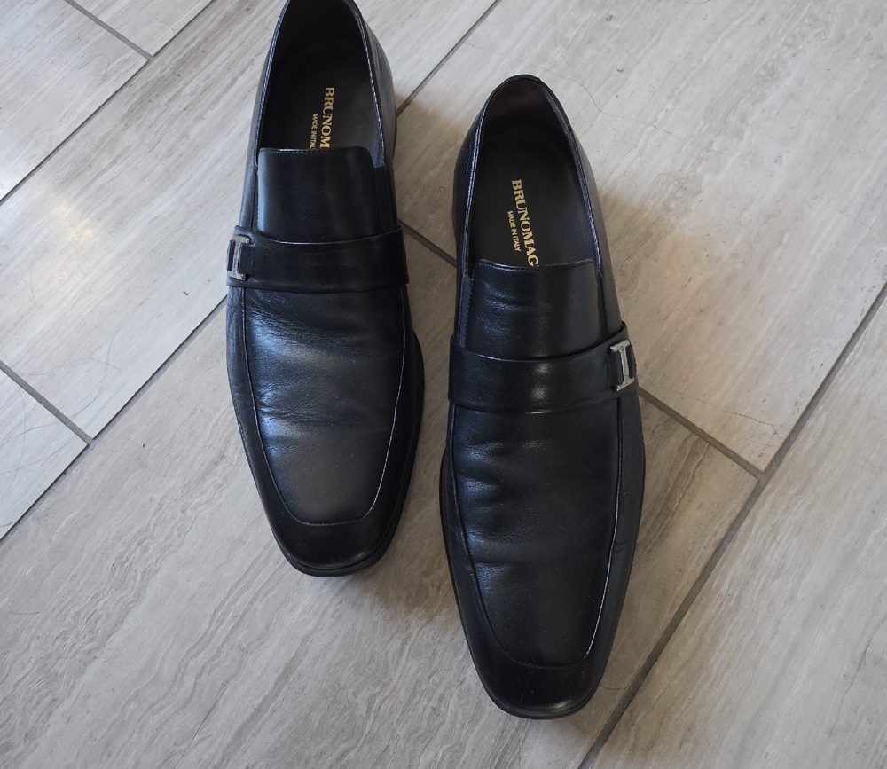 Bruno Magli Black Leather Slip-On Loafers